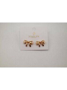 NWT Josslyn Gold Tone Bow Earrings Studs Fashion Jewelry Gift Statement Chic